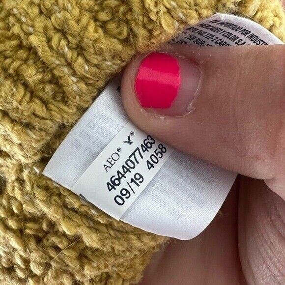 American Eagle yellow v-neck balloon sleeve knit sweater mini dress M Tall - Picture 7 of 11